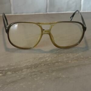 Vintage Menrad Germany Oversized Aviator Eyeglasses Amber Brown 70s 80s Frames